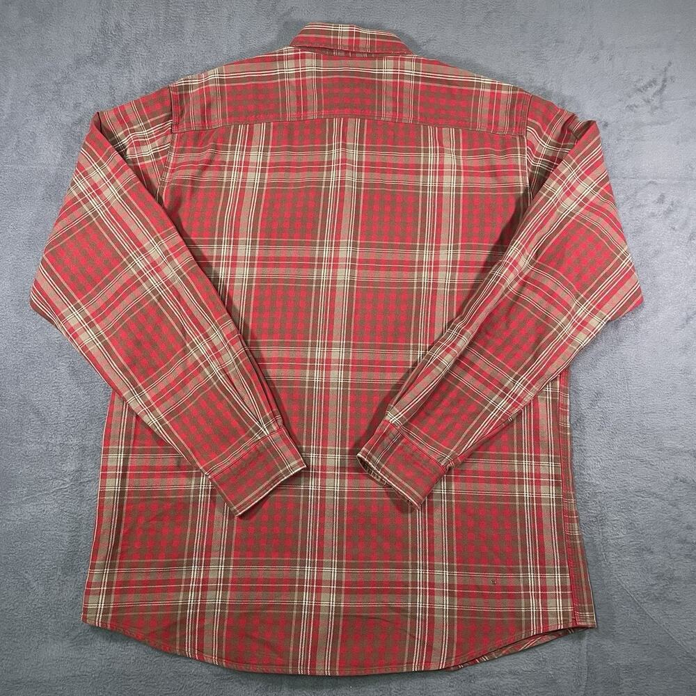 American Living Button Up Shirt Red Plaid Men’s M Cotton Elbow Patch Preppy - Picture 8 of 9